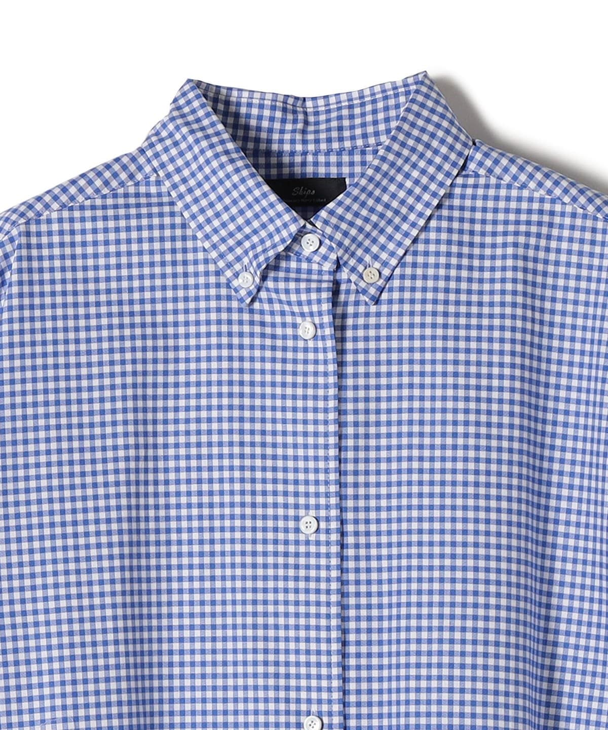 SHIPS Primary Navy Label:〈手洗い可能〉ギンガム チェック ボタンダウン ワンピース