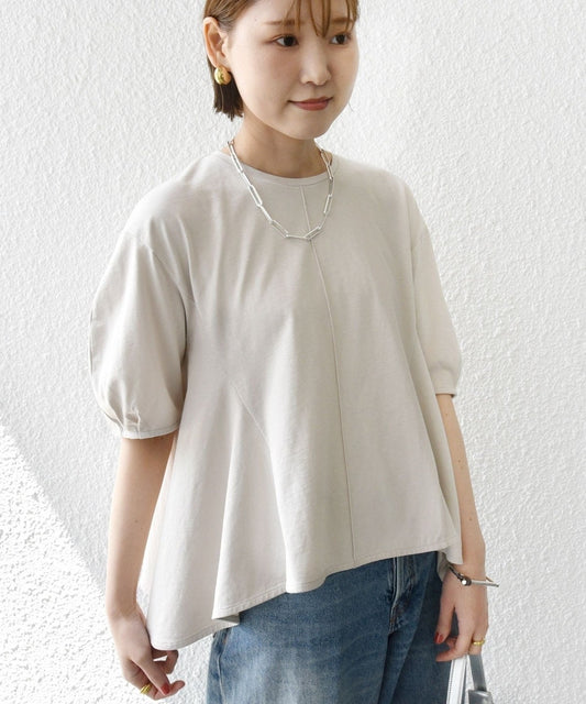 【WEB限定】 〈洗濯機可能〉へムフレア 5分袖 カットソー