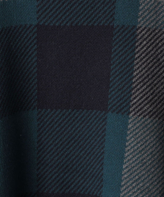 SHIPS:〈手洗い可能〉コットン カシミヤ チェック クルーネックニット