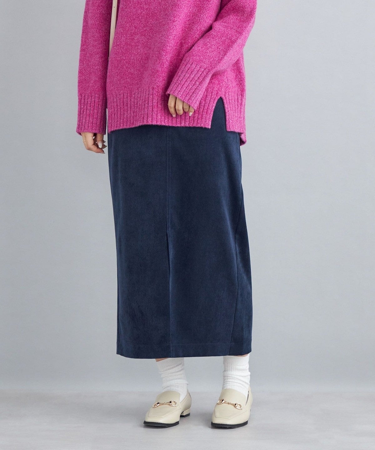 〈手洗い可能〉ストレッチ 細畝 コーデュロイ タイトスカート