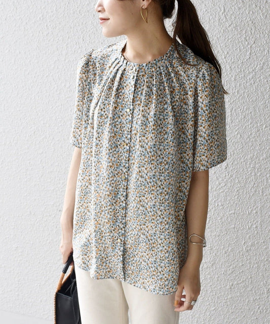 2WAYカッセンプリントショートスリーブブラウス
