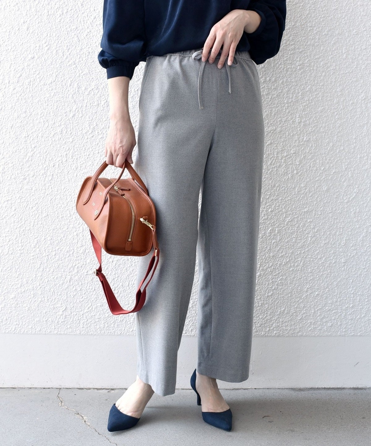 〈手洗い可能〉両面起毛ドロストパンツ