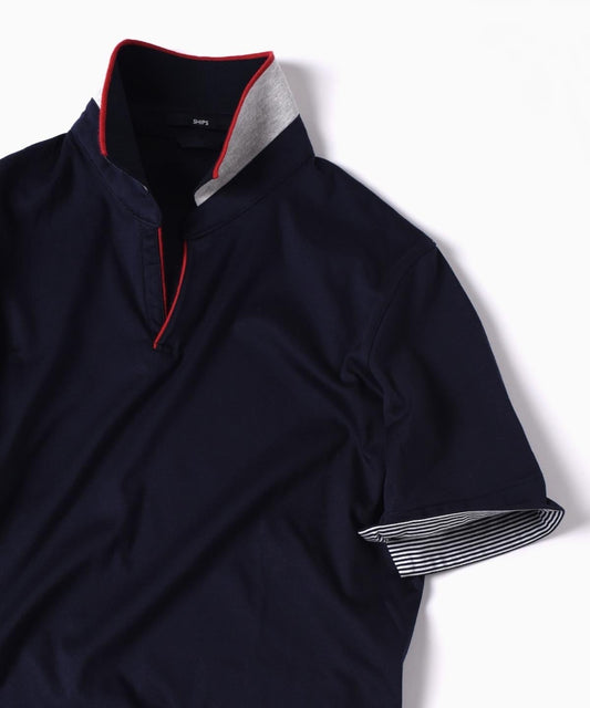 SHIPS: リブ/スキッパー ショートスリーブ ポロシャツ