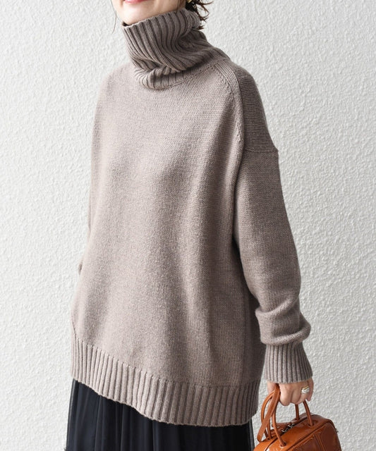 〈手洗い可能〉サイド スリット タートル プルオーバー