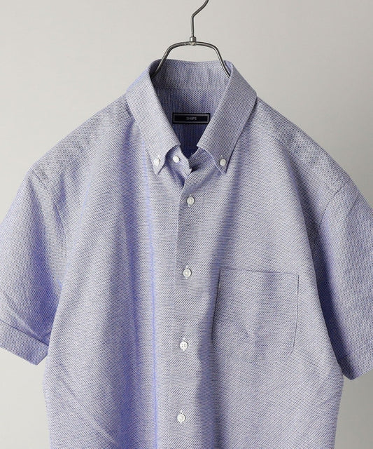 SHIPS:カラミ 無地 ボタンダウン 半袖シャツ