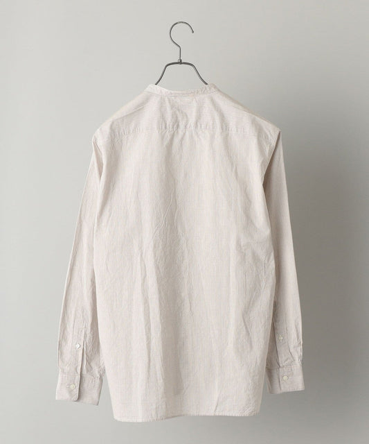 SHIPS: japan quality ポプリン ワッシャー加工 バンドカラーシャツ