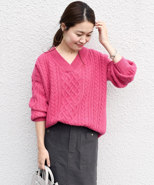 HAMILTON ウールケーブルVネックプルオーバー