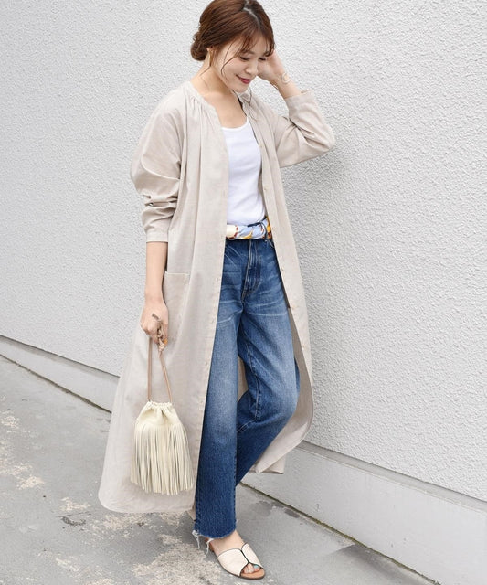 【手洗い可能】Vネック羽織りワンピース