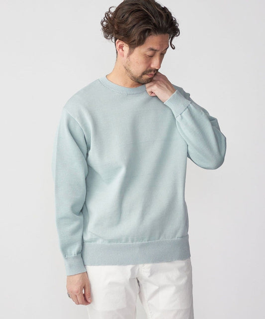 SHIPS:〈手洗い可能〉7ゲージ 2プライ ストローヤーン ギマ クルーネック ニット