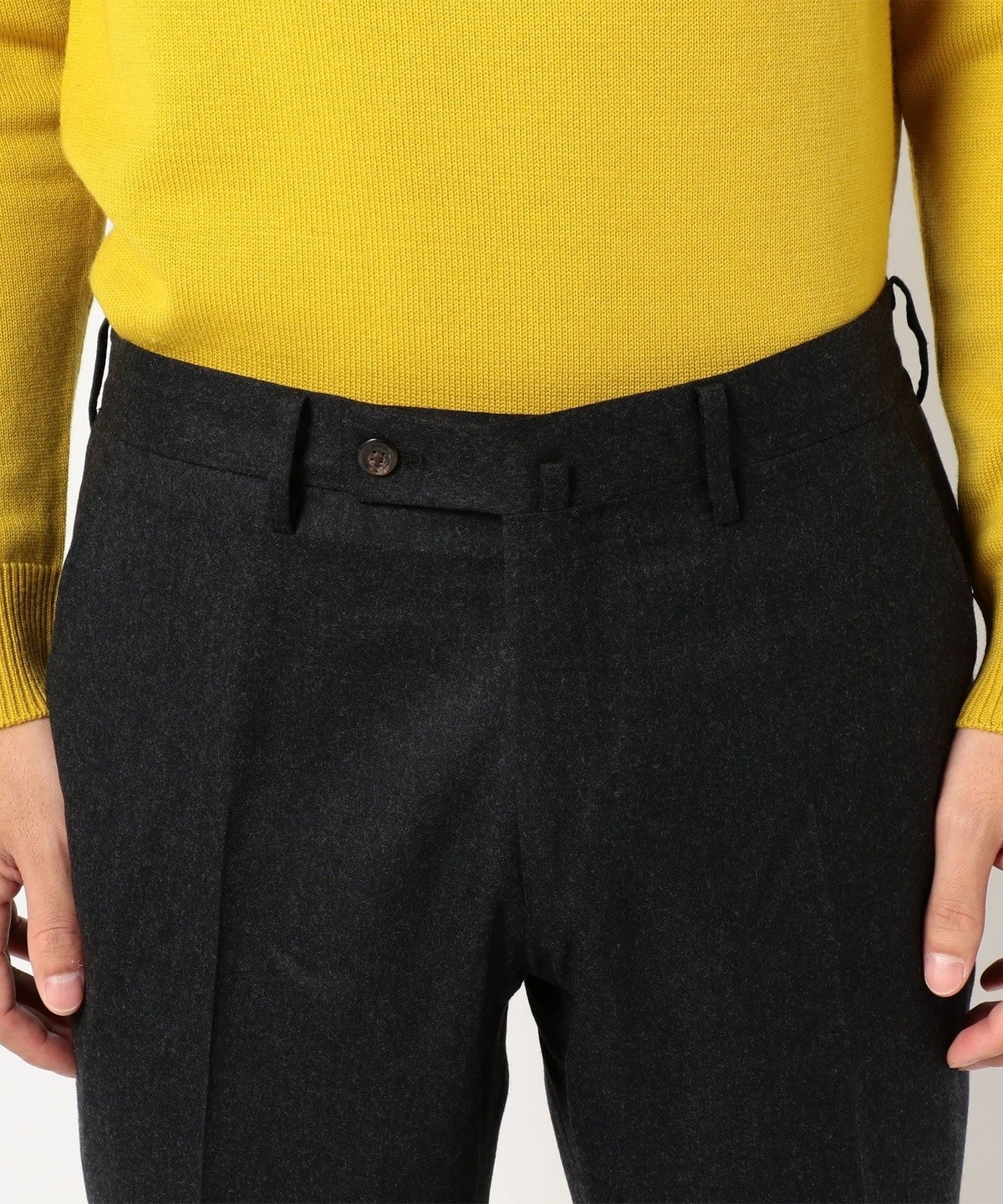 SD: 【CANONICO】ライト サキソニー ソリッドノープリーツ パンツ(ダークグレー)