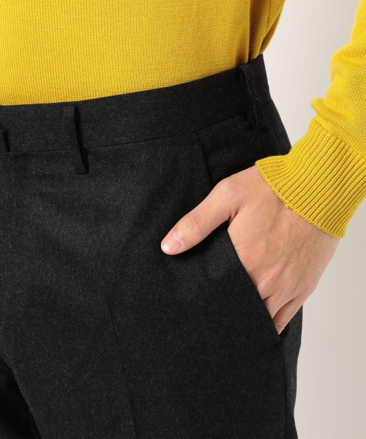 SD: 【CANONICO】ライト サキソニー ソリッドノープリーツ パンツ(ダークグレー)