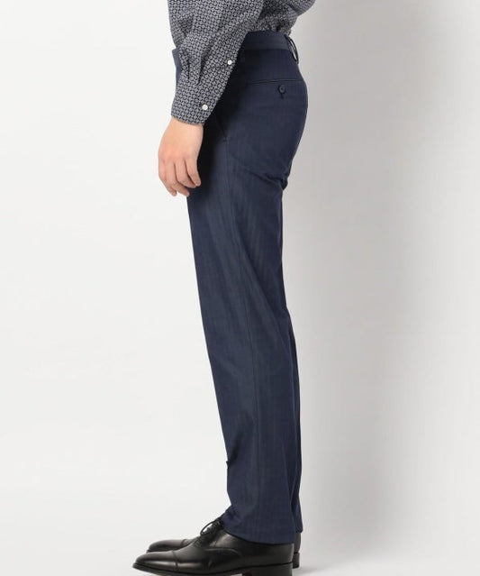 SD: 【ストレッチ】 コットン ヘリンボーン ドレスチノパンツ (ネイビー)