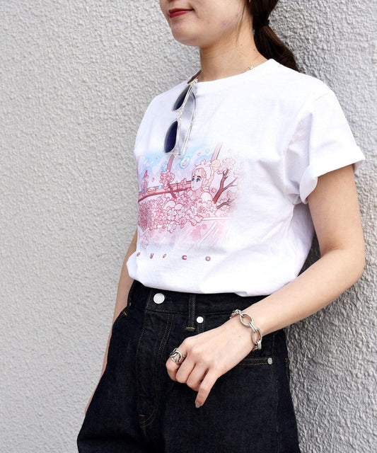 meyoco プリントクルーネックTEE