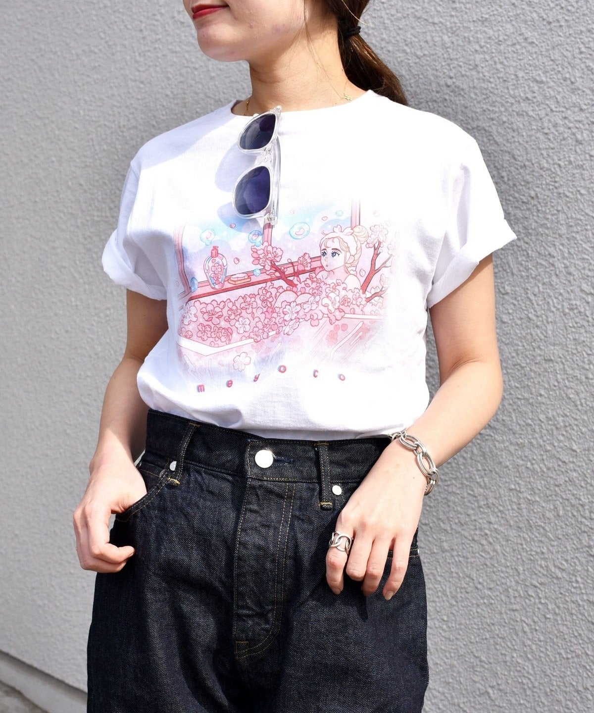 meyoco プリントクルーネックTEE