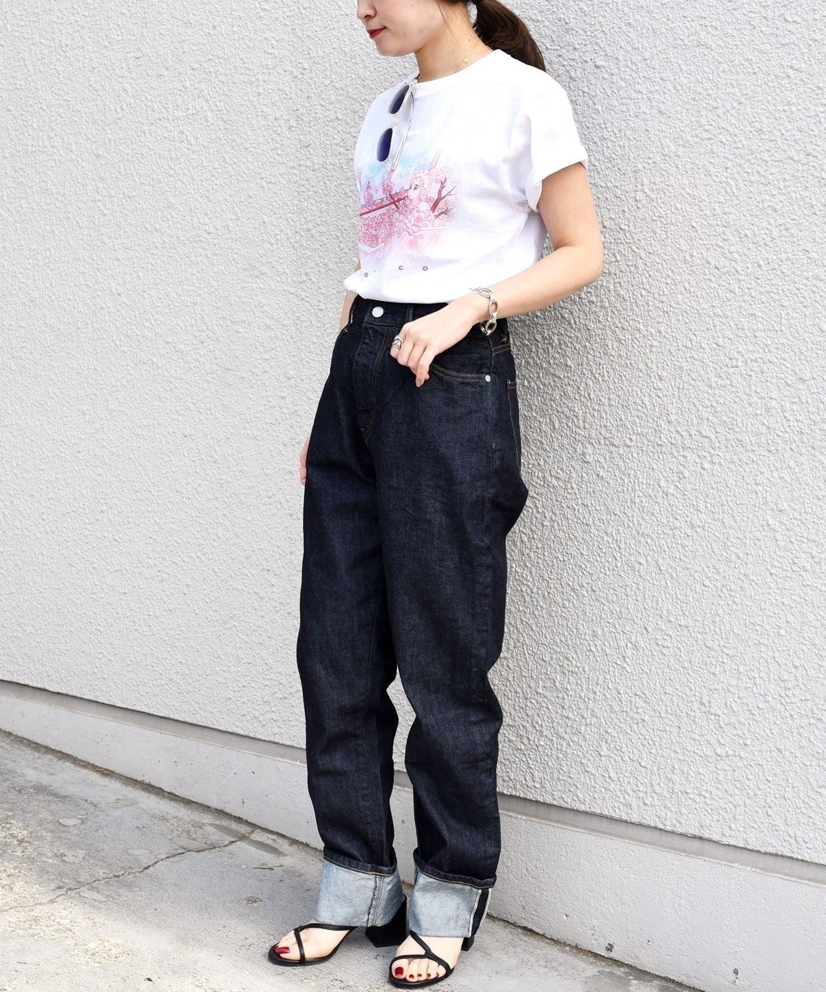 meyoco プリントクルーネックTEE