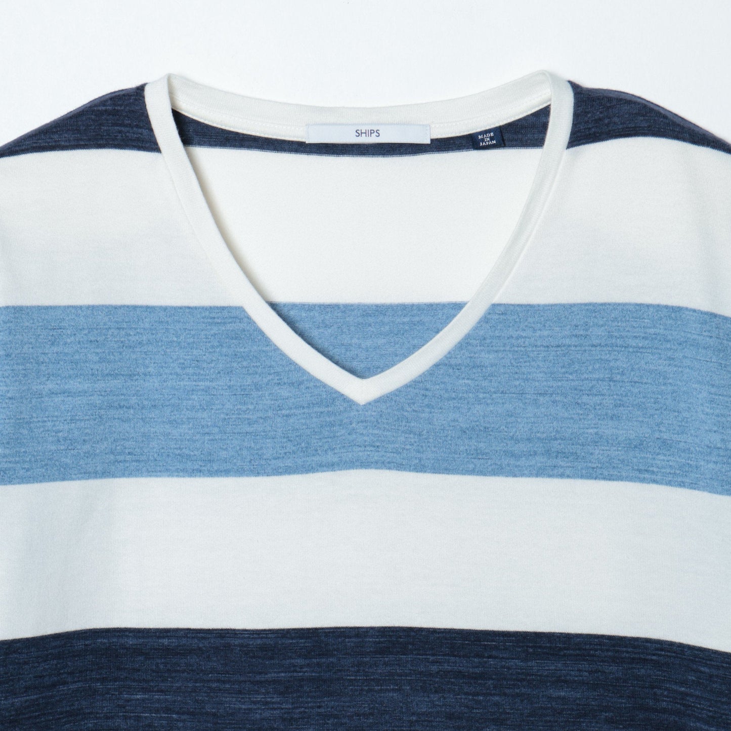 SHIPS: MADE IN JAPAN マルチ ワイドボーダー Vネック Tシャツ