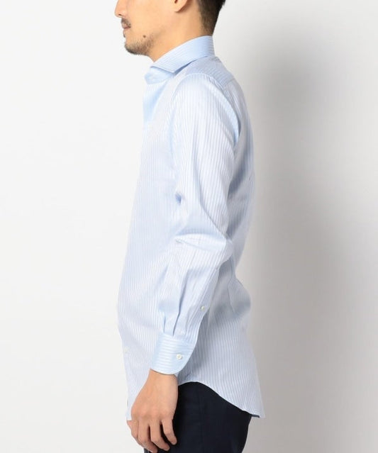 SD: ALBINI社製生地 ドビーストライプ ホリゾンタルカラーシャツ(ライトブルー)
