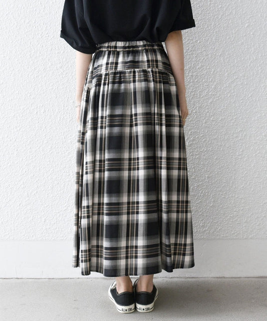 SHIPS any:〈洗濯機可能〉ペール チェック ギャザー フレア スカート
