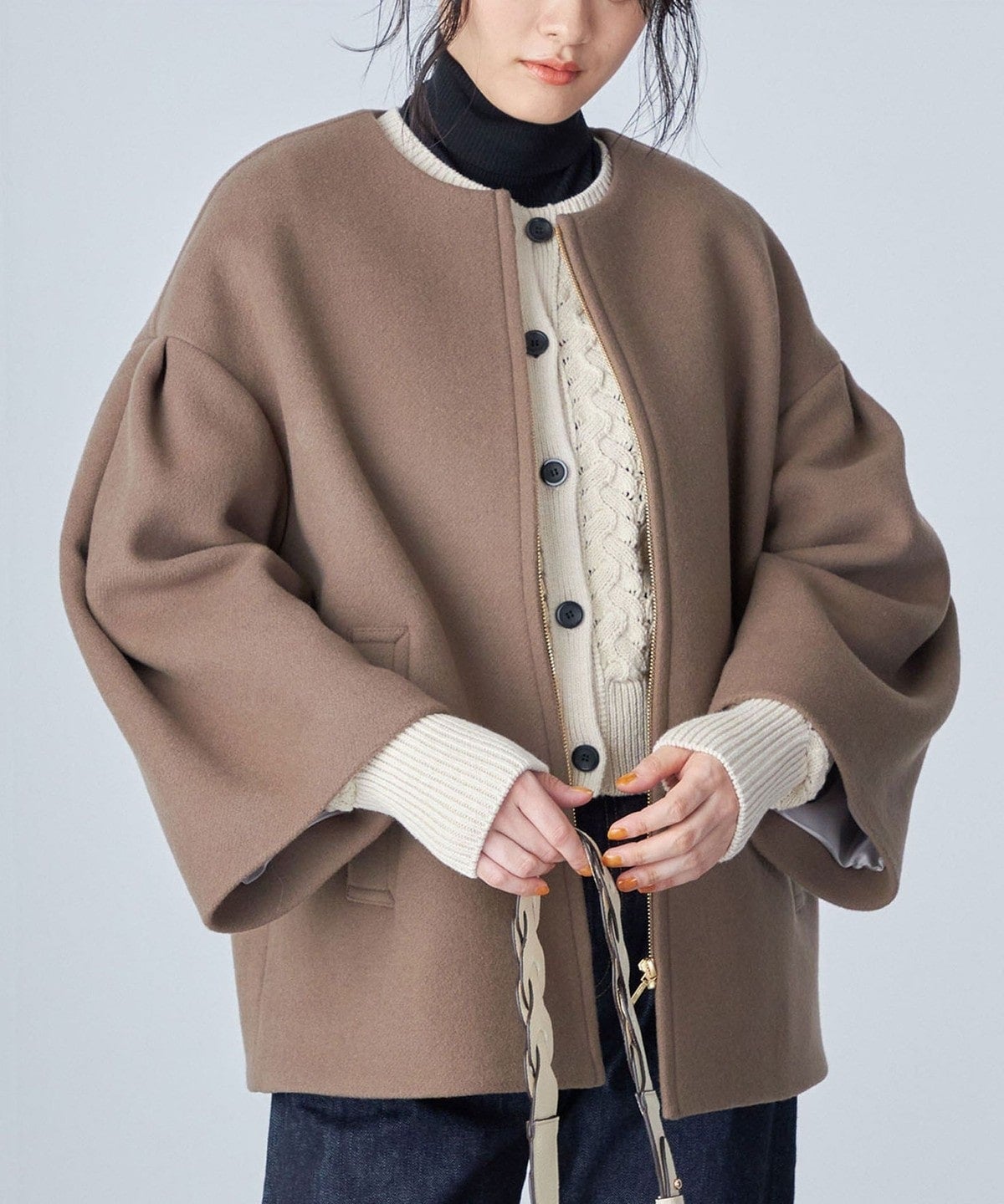 Bellandi SUPER130 コクーン ショート コート