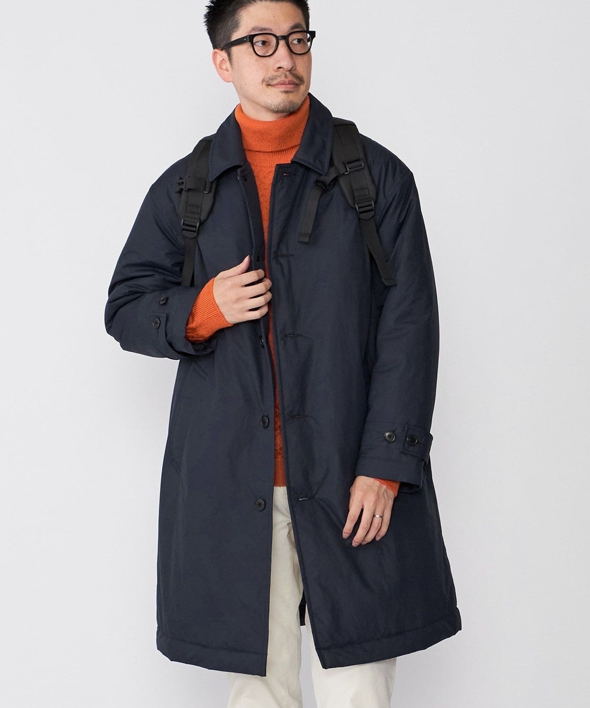 SHIPS:〈撥水〉Thinsulate 中綿 ステンカラーコート / S / ネイビー