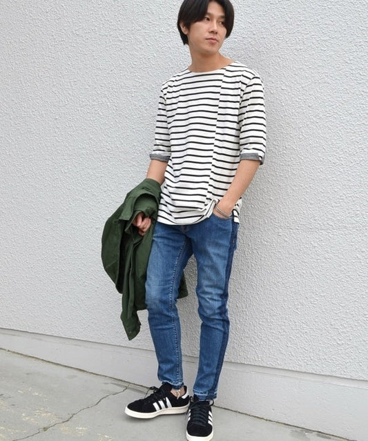 SHIPS JET BLUE: ミスマッチボーダー 5スリーブTee