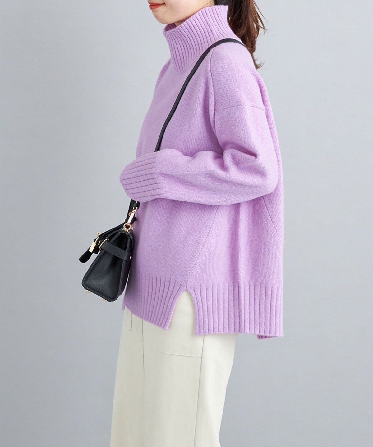 手洗い可能〉5G ウール カシミヤ タートルネック / 36 / パープル