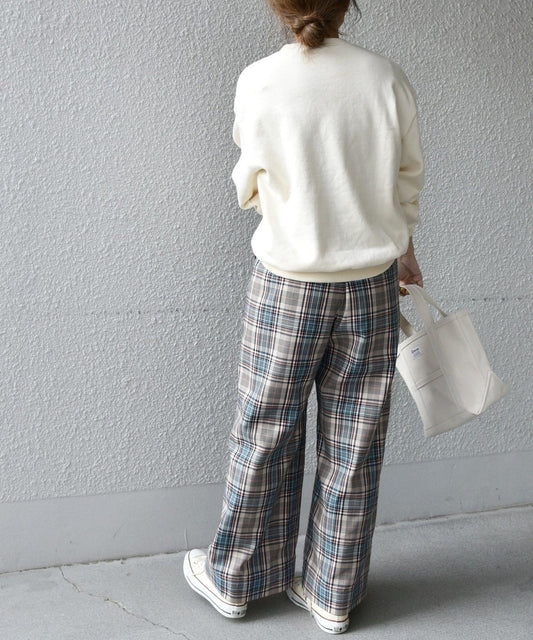 SHIPS any: タック チェック イージー ベイカーパンツ