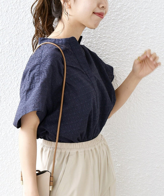 SHIPS any:〈洗濯機可能〉カットジャカード ヘム ドロスト シャツ ブラウス