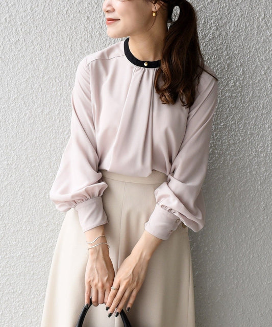 〈手洗い可能〉配色パイピングブラウス