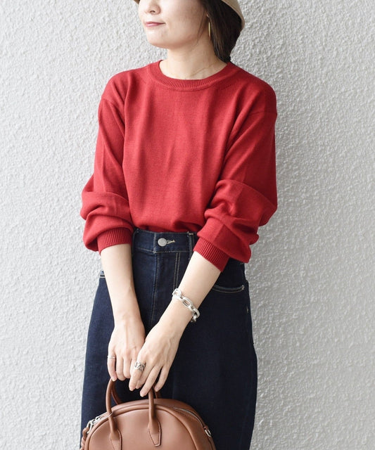 〈手洗い可能〉ウォッシャブルクルーネックニット