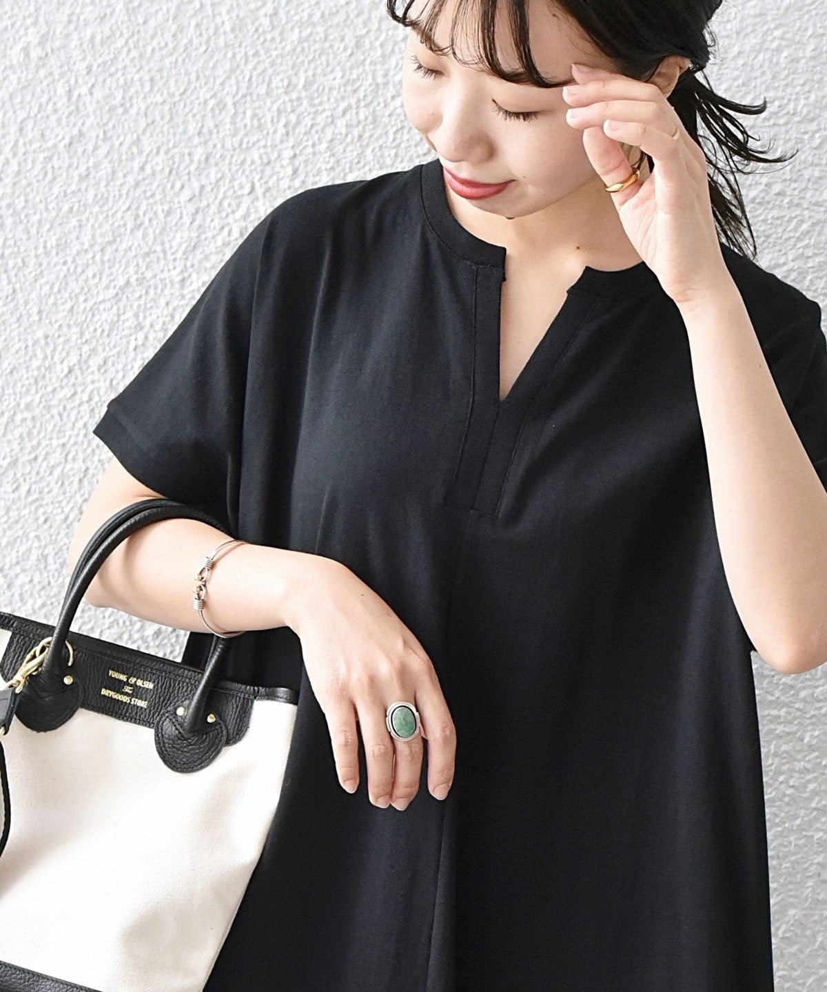 SHIPS any:〈抗菌防臭〉USAコットン ボックス シルエット ワンピース