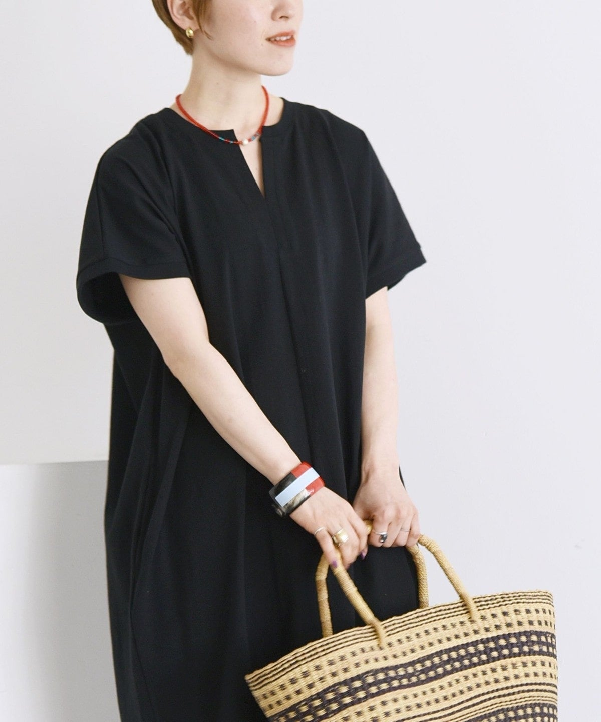 SHIPS any:〈抗菌防臭〉USAコットン ボックス シルエット ワンピース