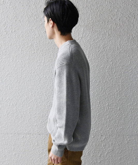 SHIPS: コットン/カシミヤ ヘリンボーン 畔編み ニット プルオーバー