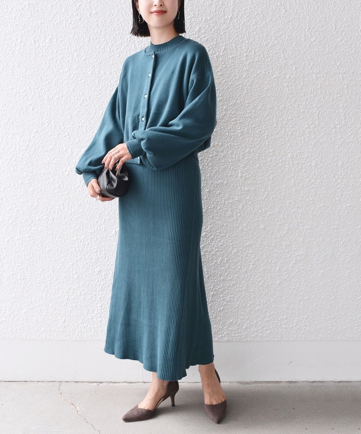〈手洗い可能〉カーディガン + ワンピース ニット セットアップ