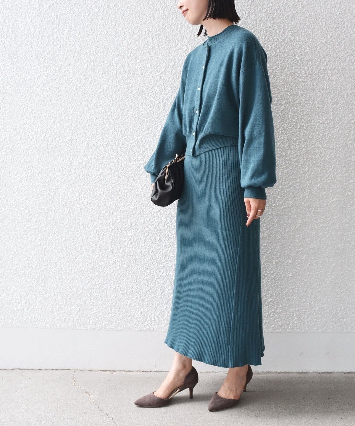 〈手洗い可能〉カーディガン + ワンピース ニット セットアップ