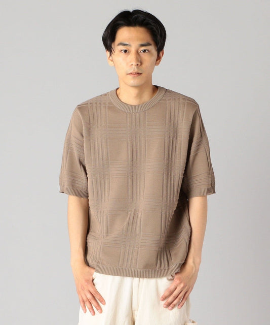 SHIPS: japan quality AMOSSA(R) リンクス チェック ニットTシャツ