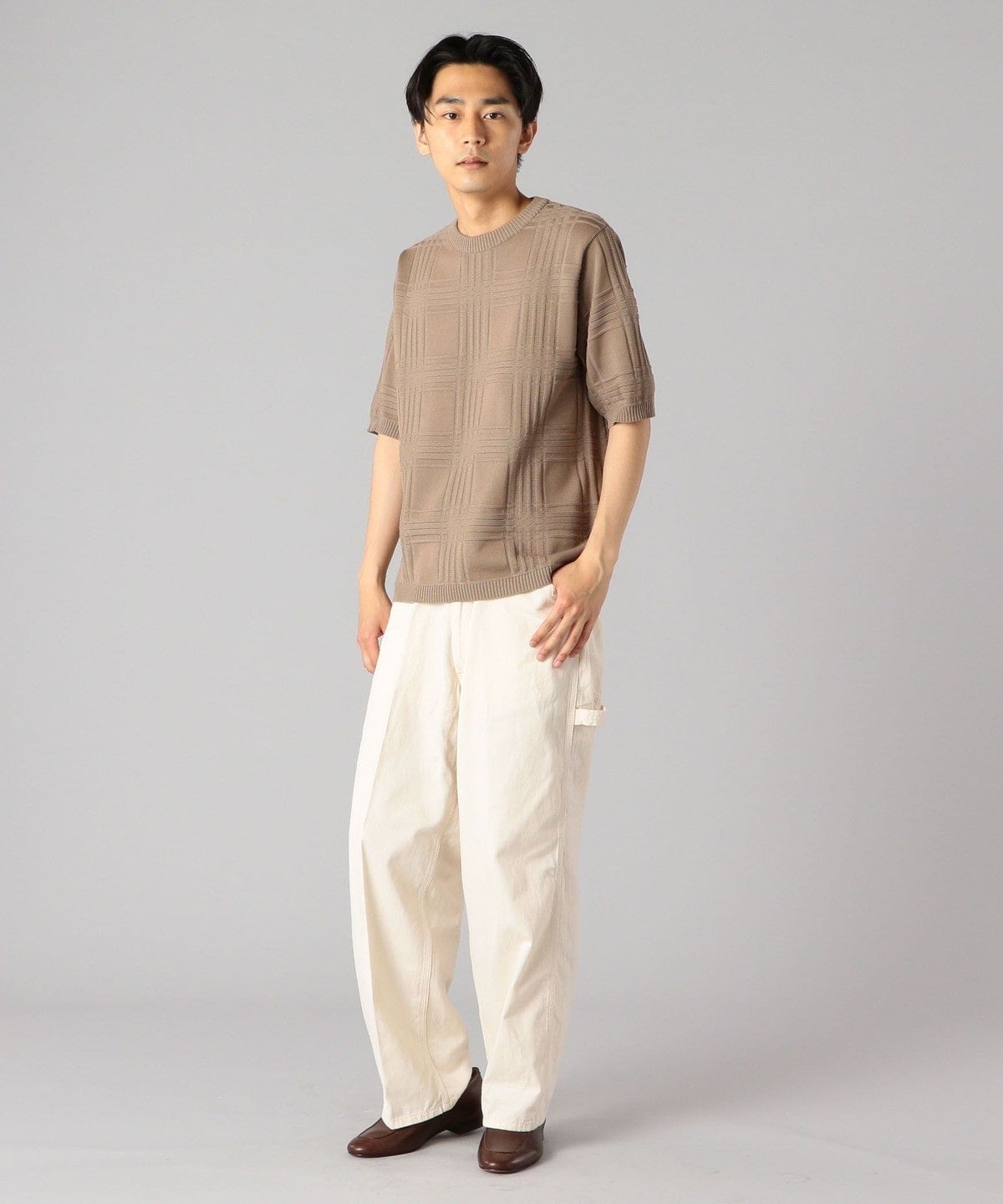 SHIPS: japan quality AMOSSA(R) リンクス チェック ニットTシャツ