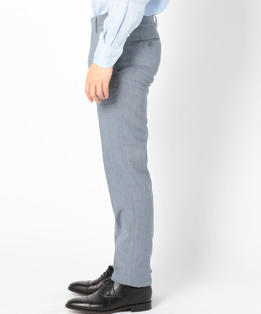 SD: コットン/リネン ノープリーツ ドレスチノパンツ (ブルー)