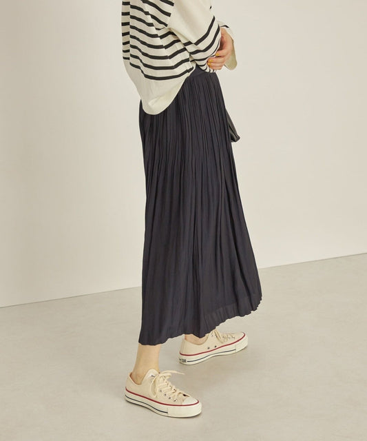 〈手洗い可能〉ドット / ソリッド 割繊 プリーツ スカート 23SS