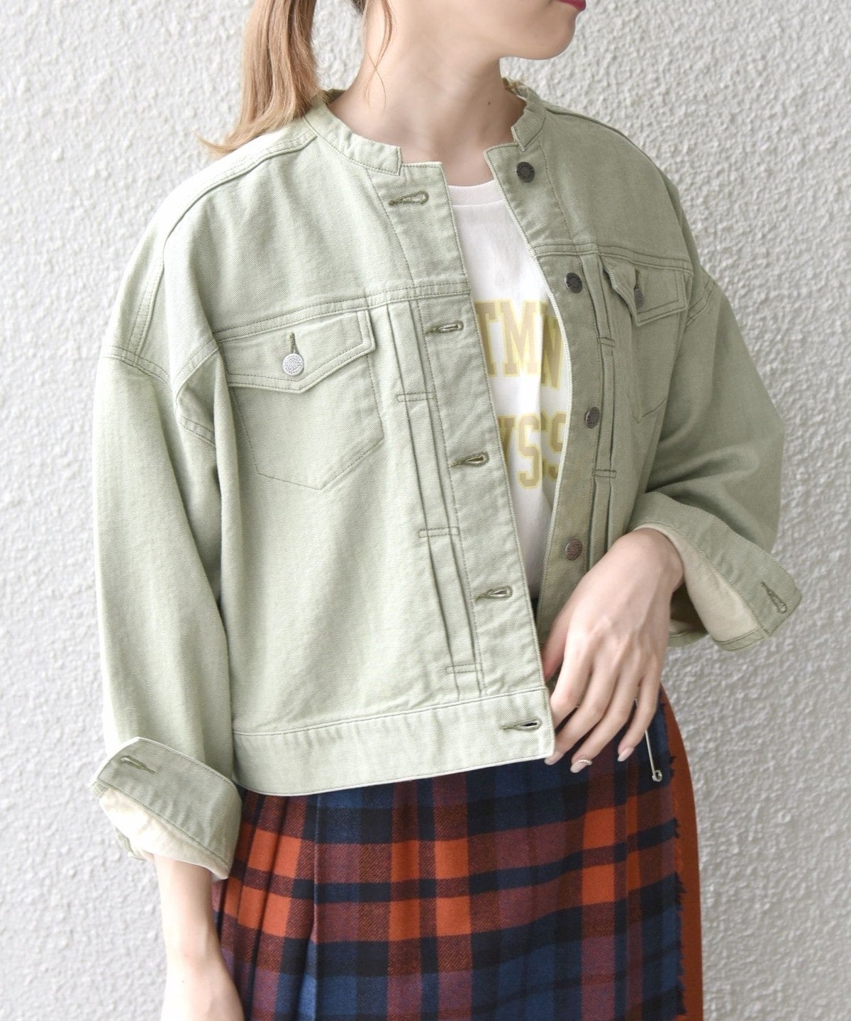 【SHIPS any別注】CIMARRON JEANS:〈ウォッシャブル〉ノーカラー デニム ジャケット
