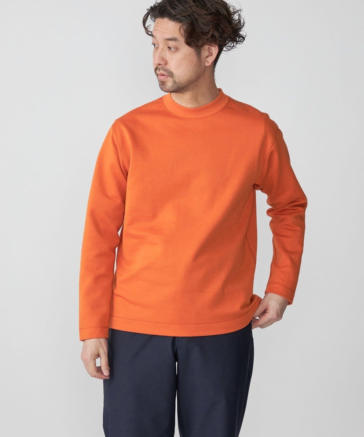 SHIPS: ハイゲージ クルーネック ダンボールニット 長袖Tシャツ