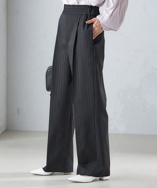 〈手洗い可能〉ストライプ ツイル ストレート パンツ