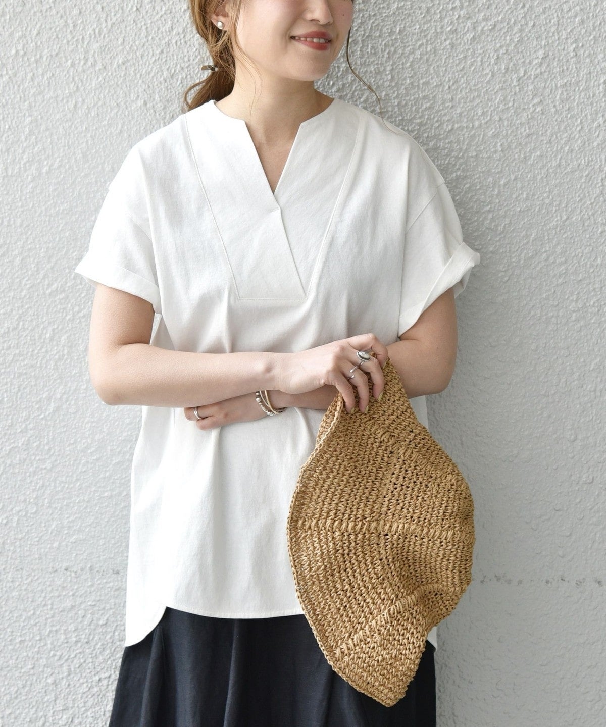 SHIPS any: USAコットン スキッパーTEE