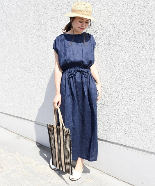 liflattie ships:リネンギャザーロングワンピース