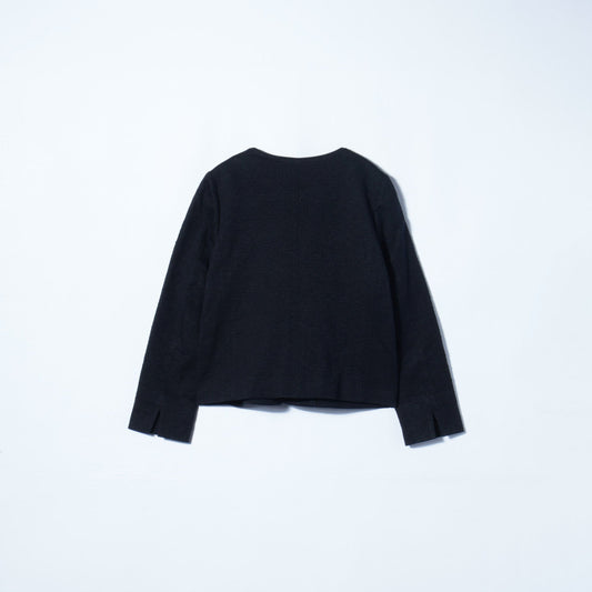 【セットアップ可】ジャージーツイードノーカラージャケット