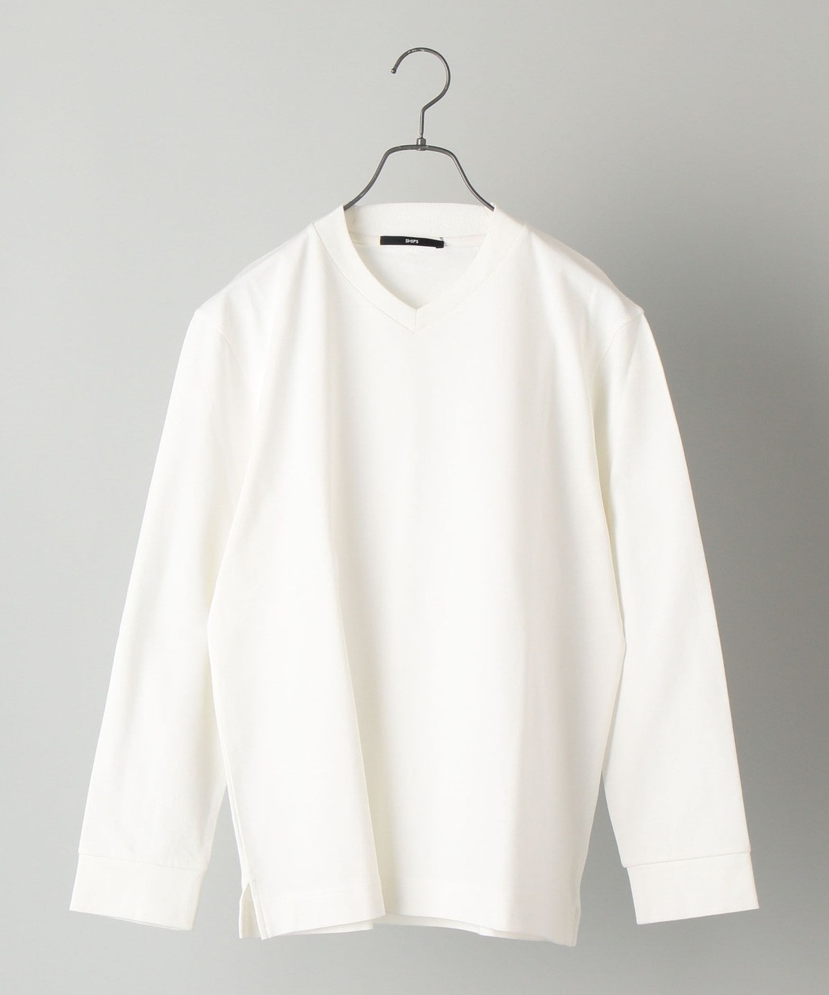 【WEB限定】SHIPS: 形態安定 防シワ加工 テレワーク ビズ Vネック Tシャツ (ロンT)