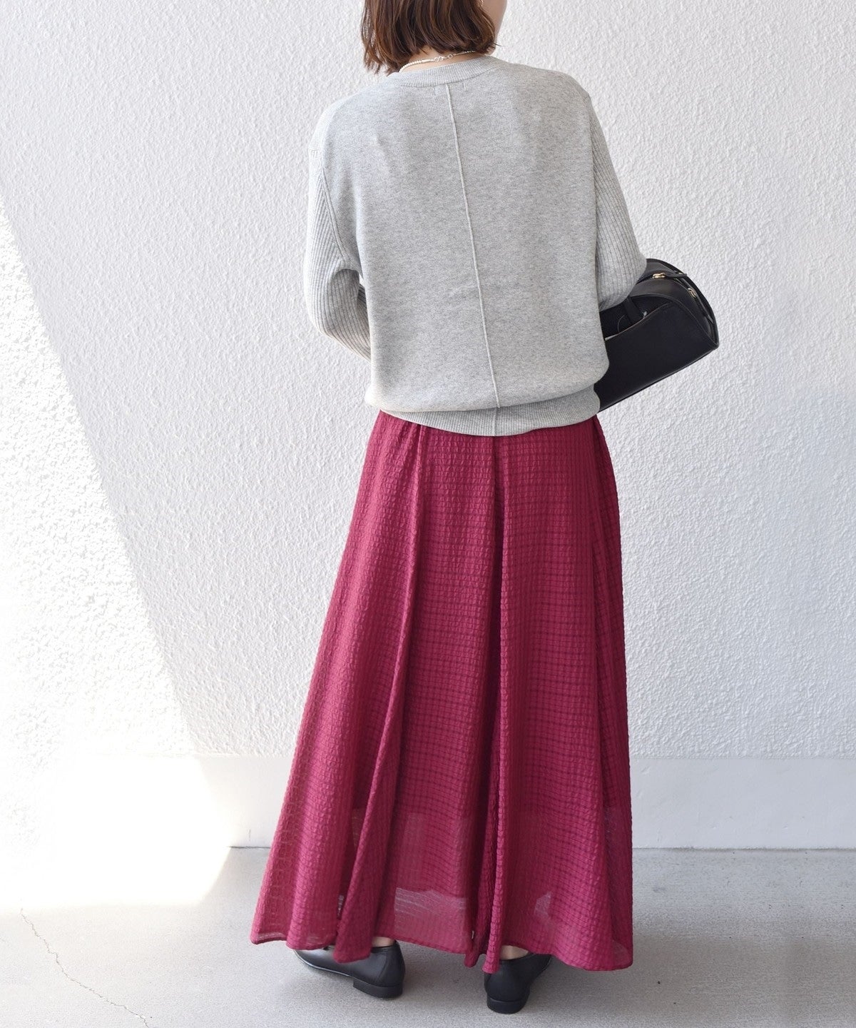 【WEB限定】〈手洗い可能〉ボーダー リブ スリーブ ベーシック ニット