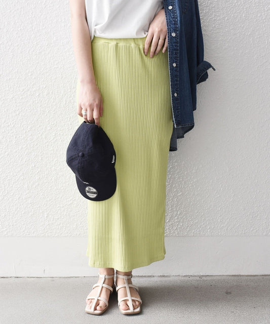 〈洗濯機可能〉リブ イージー ナロー スカート