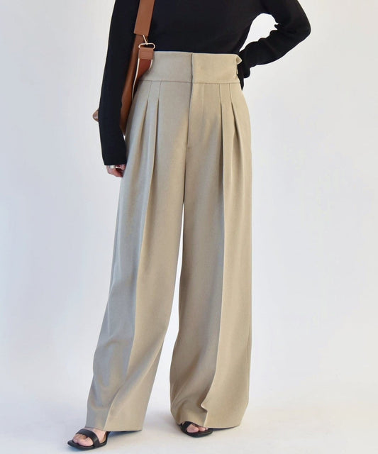 quaranciel:〈洗濯機可能〉ヘリンボーン ハイウエスト ワイドパンツ 24SS