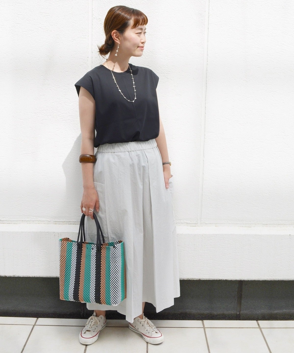 Primary Navy Label:コットンシルクサイドポケットスカート